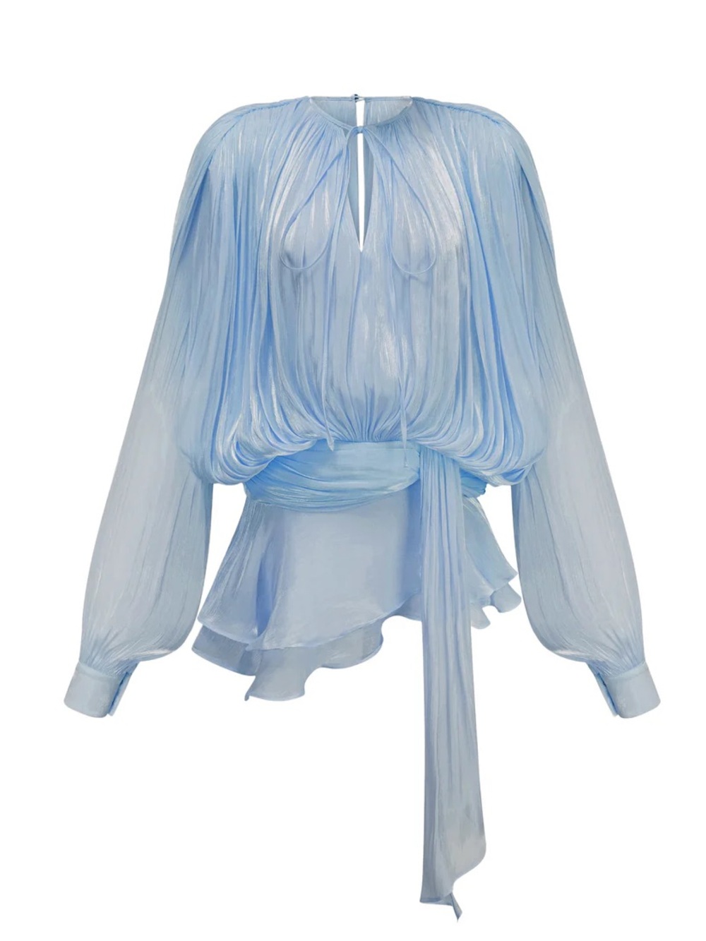 Miss Rosier Eugénie Blue Fully Pleated Ruffled Mini Dress